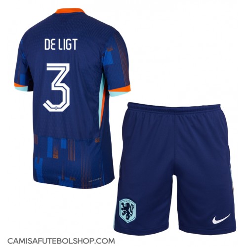 Camisa de time de futebol Holanda Matthijs de Ligt #3 Replicas 2º Equipamento Infantil Europeu 2024 Manga Curta (+ Calças curtas)